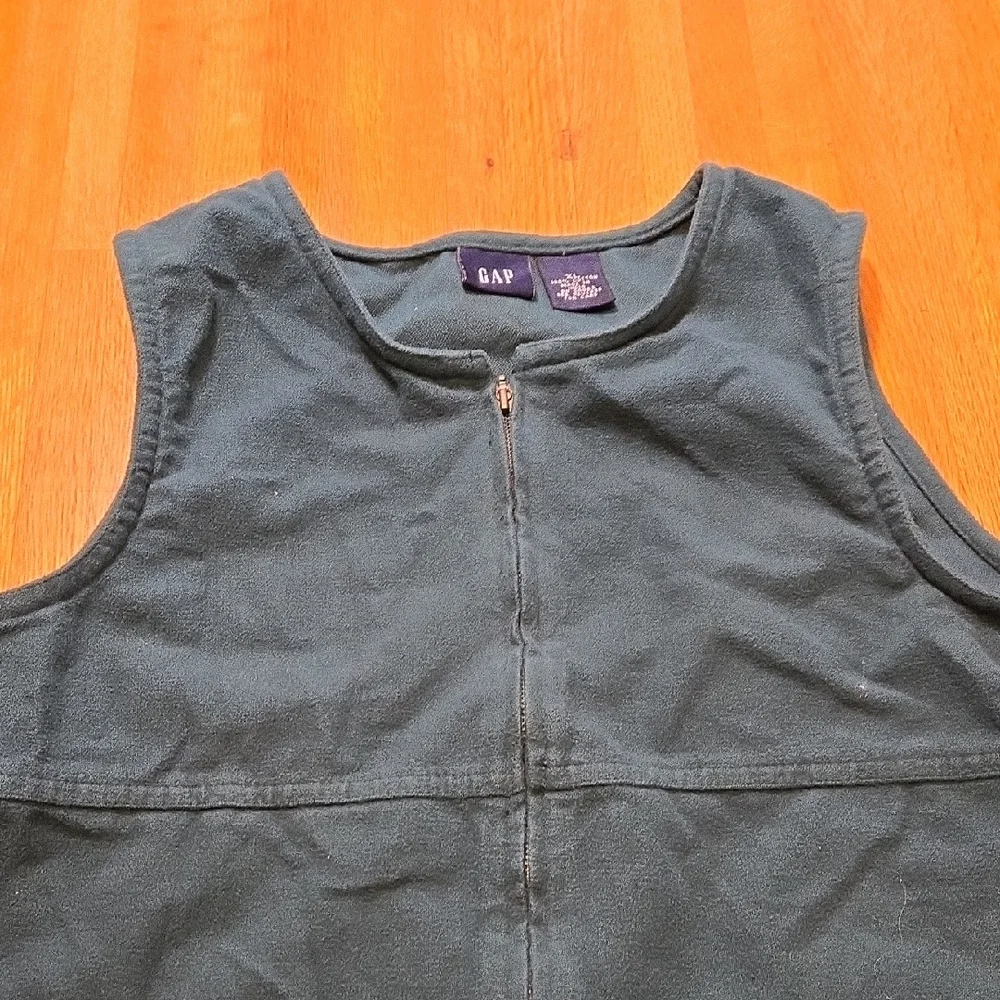 GAP Girls XL Dark Teal Cotton Front Full Zip Sleeveless Pocket Jumper Dress‎